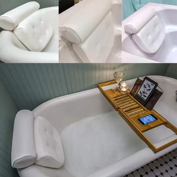 Nackstöd - 3D SPA-kudde Antibakteriell - Badkudde i mesh - Vit