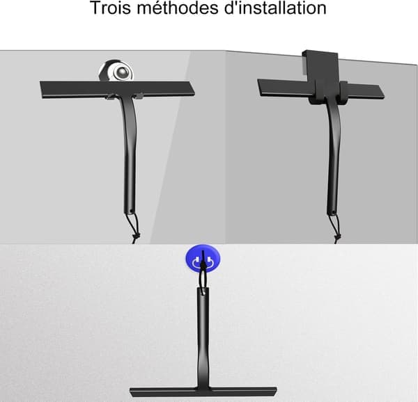 Bruser skraber sæt med holder - Sort - 23 cm bredde - Uden boring - Silikone - Til brusere, badeværelser, vinduer - Rustfrit stål
