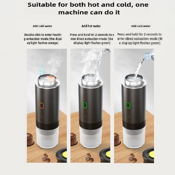 Bærbar kaffemaskine - Espressomaskine - 12V - Elektrisk opvarmning - 19 bar - Sort