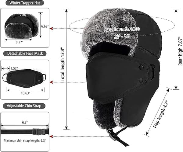 Vinterhatte til Kvinder Mænd Trapper Ushanka Hat med Øreklapper Varm Russisk Bomberhat til Koldt Vejr 2024