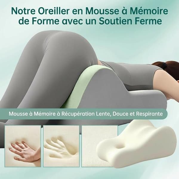 Memory Foam Wedge Pillow - Multifunctional Ergonomic Cushion for Back Support, Pregnancy and Reading - Green