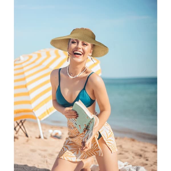 Sammenfoldelig solhat til kvinder med bred skygge UPF80+ - Åndbart og let design, perfekt sommerhat til strand, rejser og udendørs aktiviteter sort black
