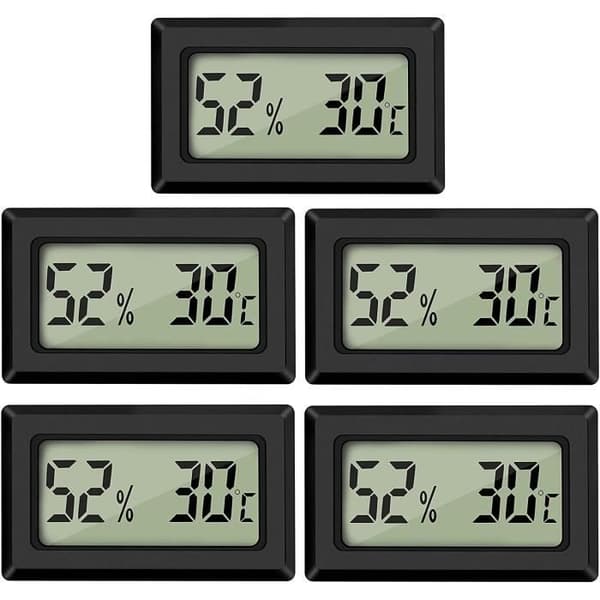 Digitalt Termometer Hygrometer - Mini - LCD - Temperatur - Luftfugtighed - 5 STK