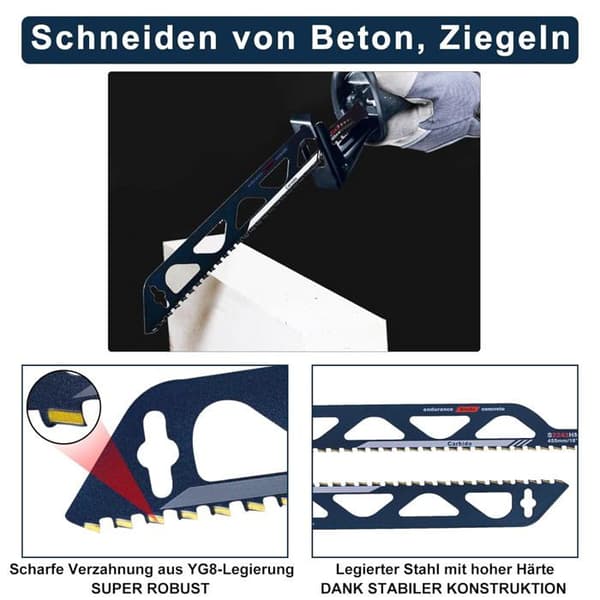 Wolframcarbid stål bajonetsavklinge til metal, træ, sten, tilbehør til bajonetsav (455 mm (S2243HM))