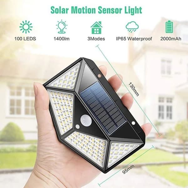 100 LED Solcellelamper, IP65 Vandtæt Udendørs - 4-pak