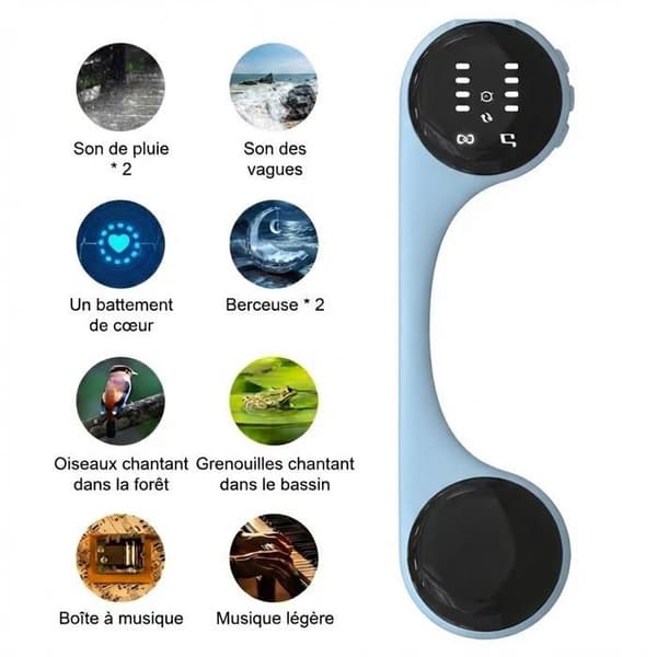 Bluetooth 5.4-hovedtelefoner til søvn, indbygget i pude, med hvid støj, stereolyd og bas, og søvntimer - blå