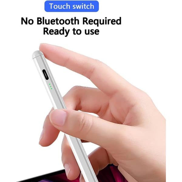 Stylus for Apple iPad 2018-2024, with Magnetic Adsorption & Palm Rejection, Tilt Detection, 3 Replaceable Tips, White