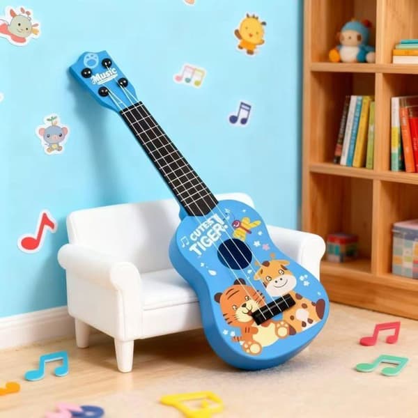 42 cm Barngitarr Gitarrer och Stränginstrument för Barn, Ukulele Gitarr för Barn med 4 Justerbara Strängar (Blå)