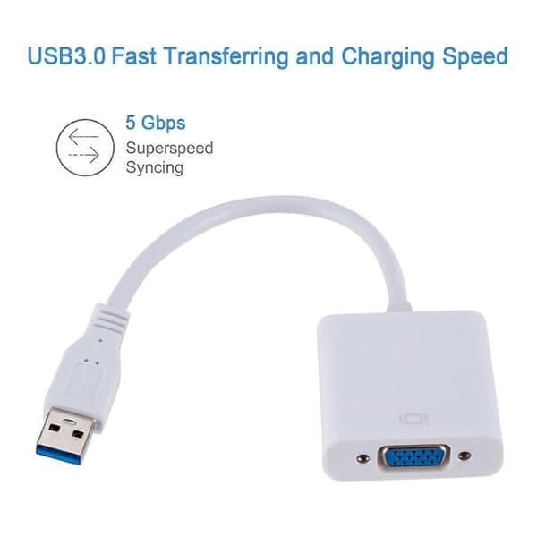 USB3.0 til VGA-adapter USB til VGA Eksternt Grafikkort VGA-konverter - Svart