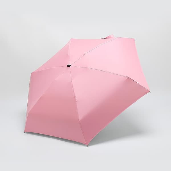 Mini reseparaply - Kompakt lättviktsparaply för regn och sol, UV-paraply med fickfodral rosa