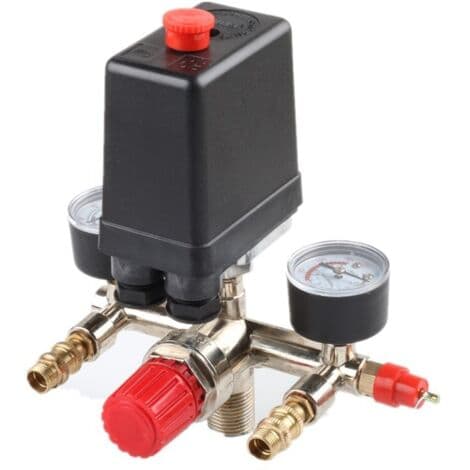 Tryckregulator med ¼ tryckvakt – Display 0 till 12 bar – Spänning 240V – Max tryck 8 bar – 2 tryckmätardisplayer