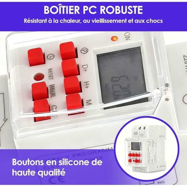 Timer för elektrisk varmvattenberedare, 2-pack tidsbrytare, digital timerbrytare 30A LCD-display timer 1 sekunds timer digital timer
