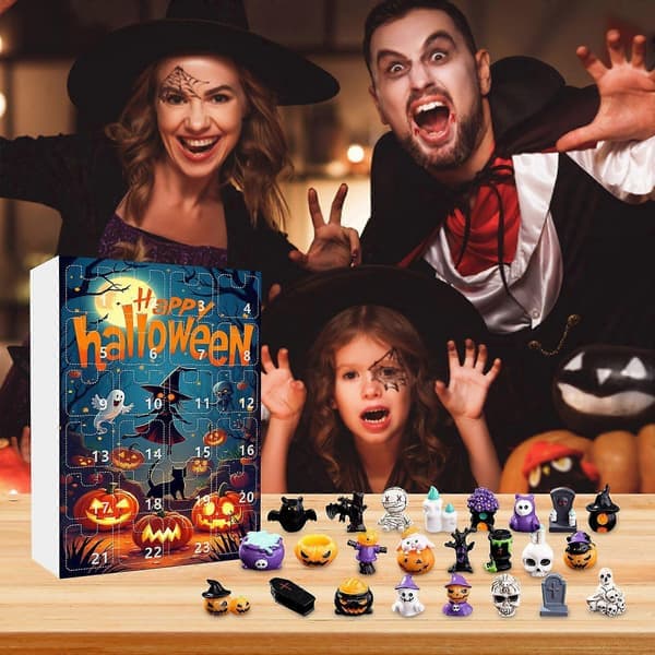 Julekalender 2025 - 24 stk Halloween Nedtælling Blind Box Spøgelse Græskar Vedhæng Gaveæske