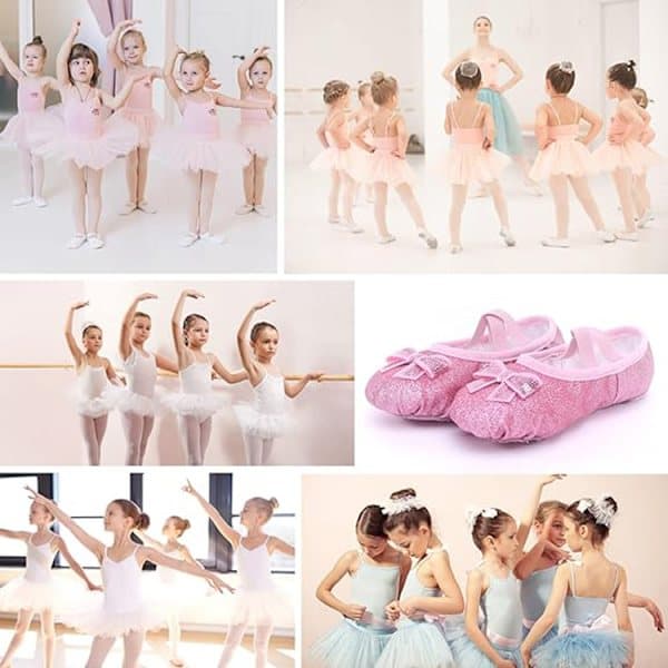 Balletsko til piger med glimmer og delt sål Sølv-tfrf Sølv 23 Silver 23