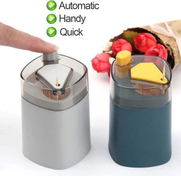 Automatisk pop-up tandpetardispenser, tandpetarförvaringslåda (grå)