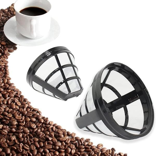 2-pak genanvendeligt kaffemaskinekurvfilter nr. 4 til Ninja-filter, passer til de fleste 8-12 kops drypkaffemaskiner