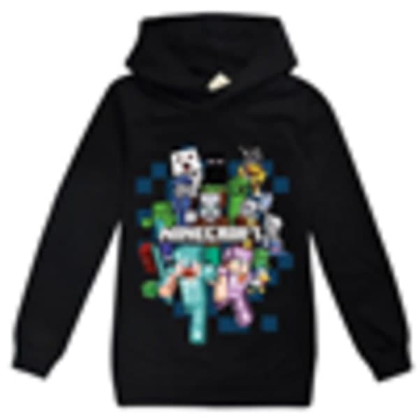 Minecraft Jumper Hættetrøje Sweatshirt med lange ærmer Pullover Toppe sort sort-FA- sort 140 cm black 140 cm