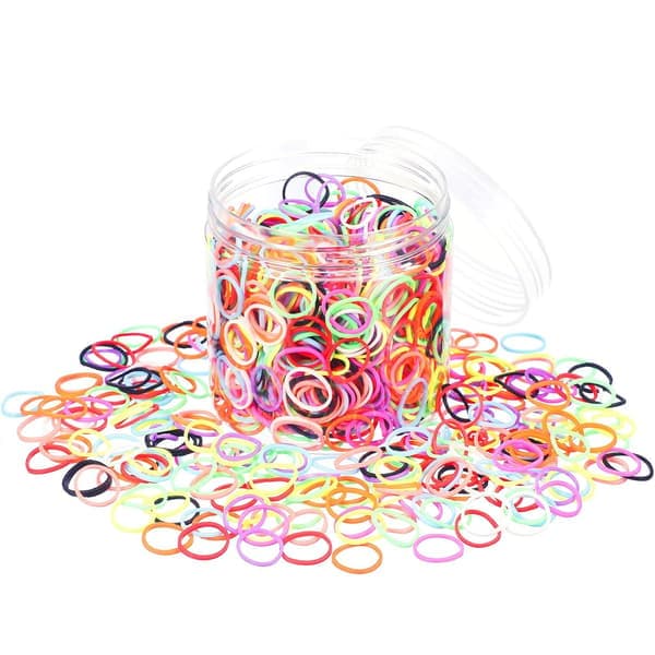 2000-pack små gummiband, elastiska hårband, mjuka hårband med låda för barn, hårstyling, bröllopsfrisyr (10 färger)