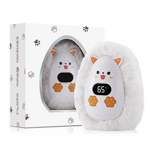 Oppladbar håndvarmer - 3 moduser - 6 timer kontinuerlig oppvarming - Ideell vintergave - Hvit revform White fox shape