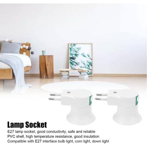 E27 Lampefatningsadapter med bryter, dobbel plugg lysfatningsadapter 220V EU, hvit