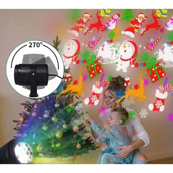 16 mønstrede lyse juleprojektor | 270° vidvinkel LED-belysning | Ideel til julepynt i hjemmet 16 image patterns