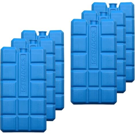 6 køleelementer til isolerede tasker, køleblokke, 12 timers køletid, ca. 200g pr. enhed, ca. 8,1 x 15,2 x 2,2 cm, også til kølebokse