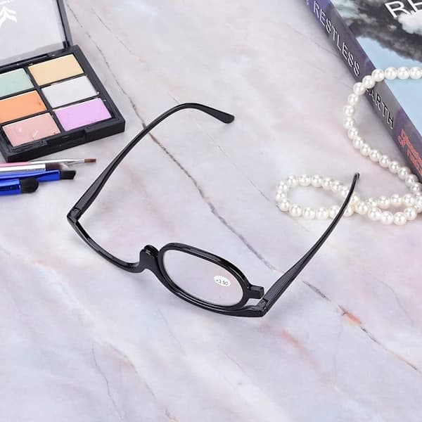 Makeup briller, forstørrelsesglas til øjenmakeup, enkeltsidede roterende briller +400