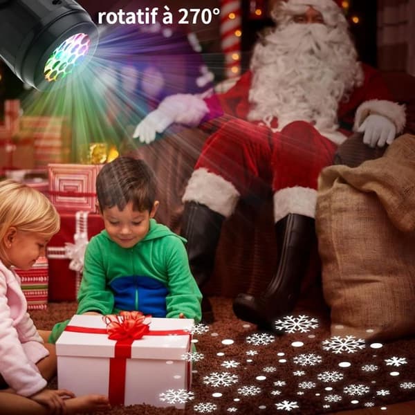 Lysende juleprojektor med snefnugmønster | 270° vidvinkel LED-belysning | Ideel til julepynt i hjemmet Snowflake pattern