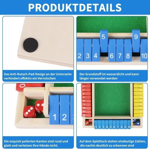 Luk trækassen 8 terninger tilpas 2-4 spillere matematikspil til børn flere farver BRÆTSPIL