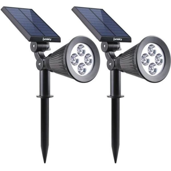 Vanntett utendørs solcelle-spotlight - LUMISKY - 4 hvite LED-er - 200 lm - 90° svingbart hode