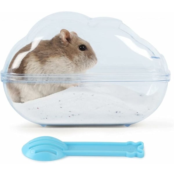 Hamster Sandbad, Hamster Sandbad, Toalett med spade, Torr badbehållare för Chinchilla, Golden Bear, Gerbil (M-Blå)