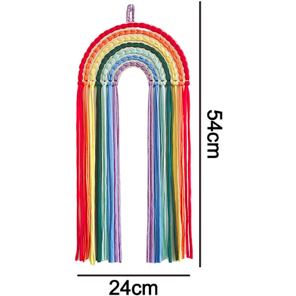 Inredning för flickor regnbågshårspännesförvaring hemdekoration vävd hängande prydnad trä 4