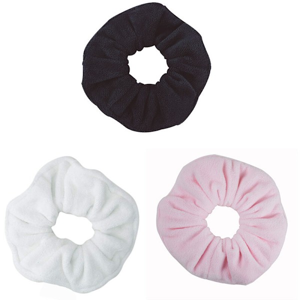 3-pack Hårhandduks-Scrunchies för att torka håret, absorberande tjocka hästsvanshållare för vått hår, vit+rosa+svart