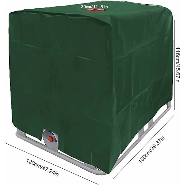 Vattentankskydd, IBC-tankskydd för 1000L tank, Vattentanksbehållare skyddande överdrag, Dammtätt UV-skyddande Regnskydd, 120x100x116cm (Grön), Starlight