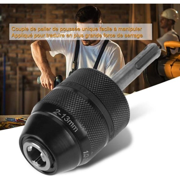 2-13mm Tungt Proffs 1/2-20 UNF Snabbväxlande Nyckellöst Borrchuckverktyg med 6,35mm (1/2\") SDS-adapter