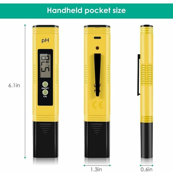 Digital pH-mätare, pH-mätare 0,01 PH Hög precision Vattenkvalitetstestare med 0-14 PH Mätintervall för Hemdricksvatten, Simbassäng och Akvarium
