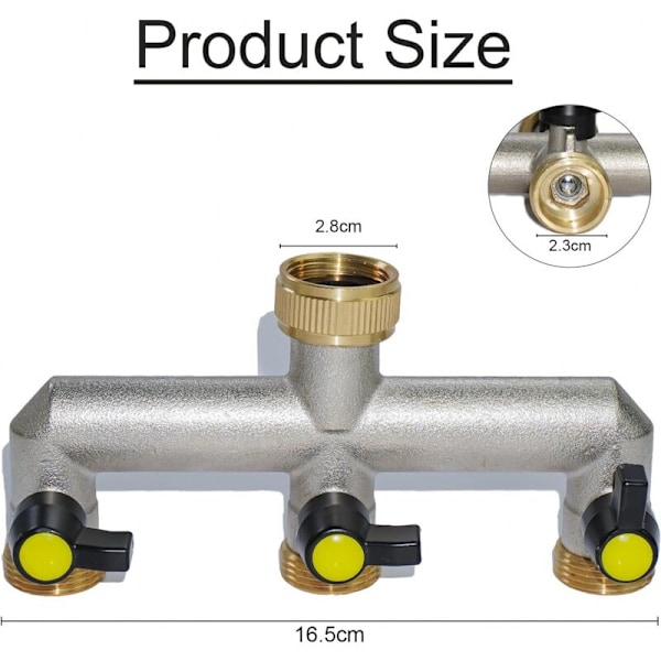 3-vägs trädgårdsslangdelare Set, Vattenslangkopplingar, Utomhus Individuell Ventiltappfördelare för Trädgårdsbevattning Bil tvätt