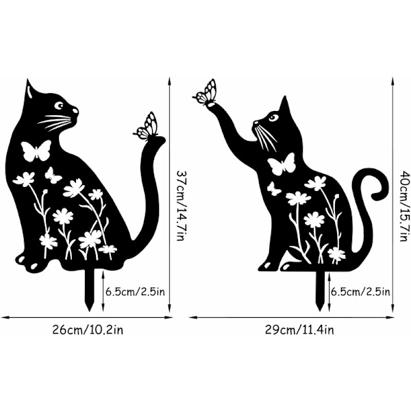 Paket Metall Katt Trädgårdsdekoration, Metall Katt Dekorativa Trädgårdsinsatser, Utomhus Metall Katt Dekoration för Trädgård Gräsmatta Kattälskare