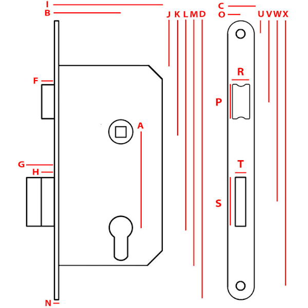 JANIA 60/50 WC MORTISE LÅS