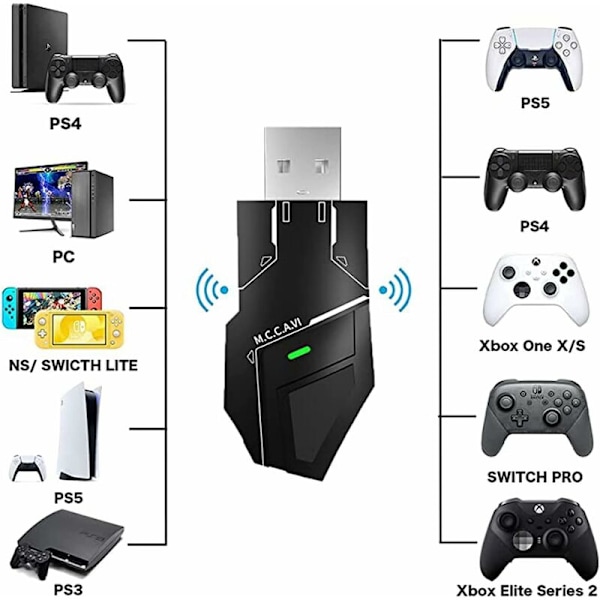 Trådlös styrenhetsadapter för /PS3/PS4/PS5 Nintendo-styrenhetsadapter