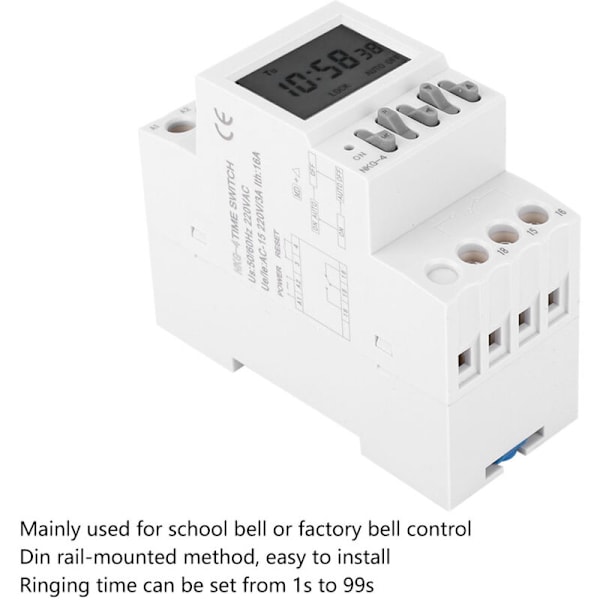 Nkg - 4 Din Programmerbar Tidfördröjningsbrytare Vägstidsstyrningsbrytare AC220V 3A