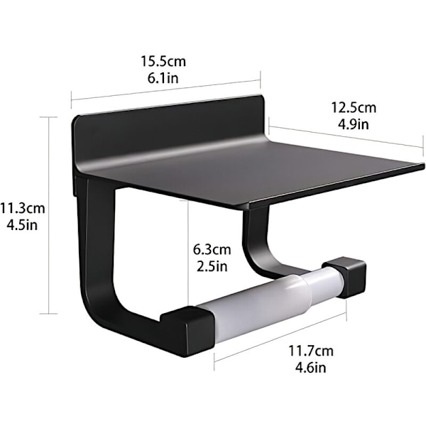 Toalettpappershållare Aluminium Rostfri Toalettpappershållare Väggmonterad Toalettpappershållare Utan Borrning Toalettpappershållare Badrum Svart