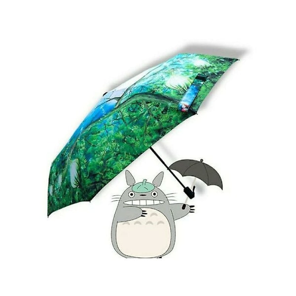 Ghibli Totoro paraply sol regn paraply anime Min granne Totoro söt daglig hopfällbart paraply Inre svart beläggning