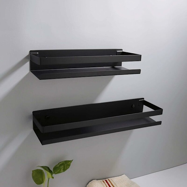 Badrum Vägg Hylla 20-40cm Modern Matt Svart Badrum Köks Dusch Hylla 40cm