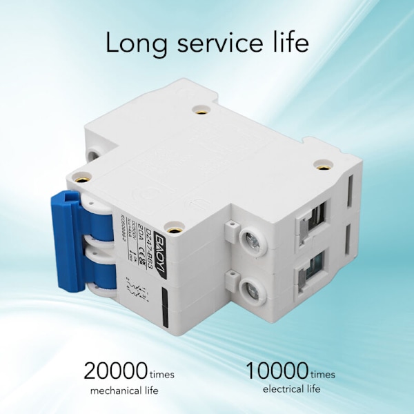 DC Miniatyrkretsbrytare 2P Typ B DIN-skena Montering Flera Funktioner Mini Säkerhetskretsbrytare för Solcells-PV-system DC500V 20A