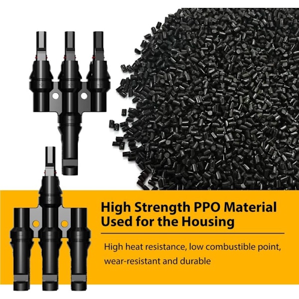 1 Par Solpanelkabel T-grenkontakt Koppling, 1 Han till 3 Hon (M/3F) och 1 Hon till 3 Han (F/3M)