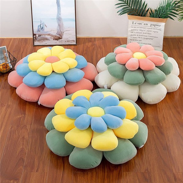 Kastkudde Daisy Blomma Kastkudde Mjuk Sittdyna Plush Kudde Grön Golv Gul 4040cm