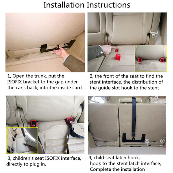 Universal Bilbarnstolsfäste, Ersättning för ISOFIX-fäste, Svart, 1