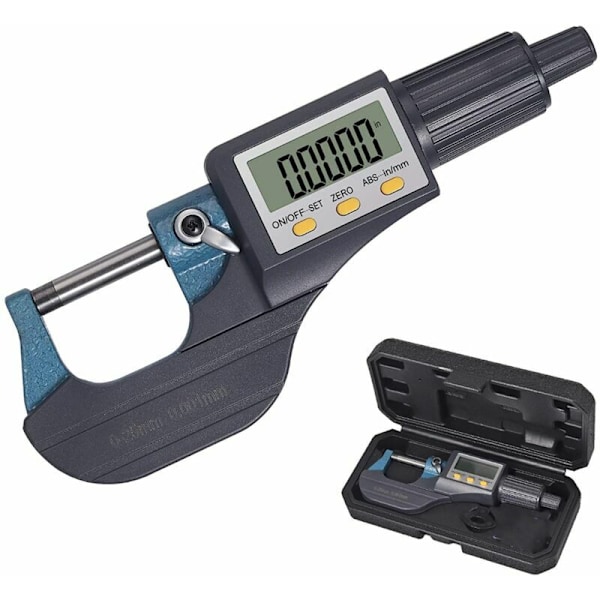 0-25 mm LCD Digital Elektronisk Mikrometer Digital Palmer Utomhus Mikrometer Standard Metrisk/Tums 0,001 mm Upplösning 0,002 mm Noggrannhet Automatisk Stopp ABS +