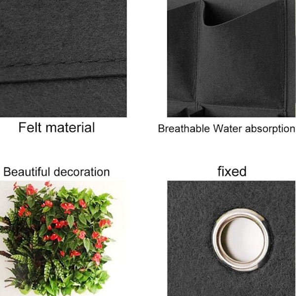 Vertikal Väggplanterare, 49 Fickor för Utomhus Trädgård, Vertikal Vägghängande Planteringsväska, Blomsterodlingsbehållare, Filtväv Planteringsväskor för Ind